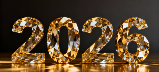 High End Crystal Gold Numbers 2026 Celebration Background