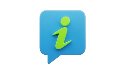 Isolated Info Bubble Icon, a Glossy Informative Sign for Assistance, FAQs or Customer Support