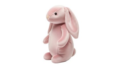 Isolated pink plush bunny standing up for a baby shower present or a child's toy room
