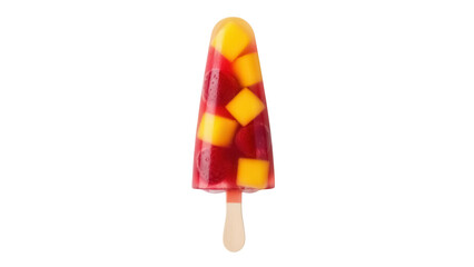 Isolated fruit popsicle with refreshing cubed fruit, perfect for a light, cool, and fruity treat
