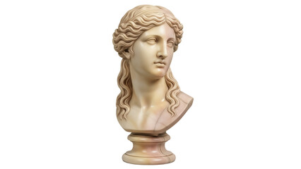 Isolated bust sculpture of a woman, Greek or Roman, classical marble, stone art piece