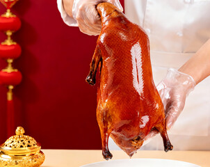 Refined Festive Cooking Featuring Golden Roasted Peking Duck