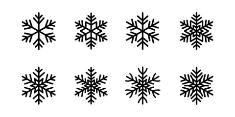 A collection of snowflake vector icon designs in a modern, simple, clean, and abstract style. Icons for business, social media, and personal branding.
