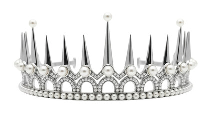 Isolated silver crown with pearls, elegant headpiece, traditional symbol of power, royalty © Carmen