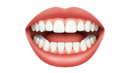 Isolated open mouth with healthy teeth in a smile on display for dental hygiene care