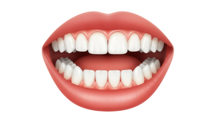 Isolated open mouth with healthy teeth in a smile on display for dental hygiene care