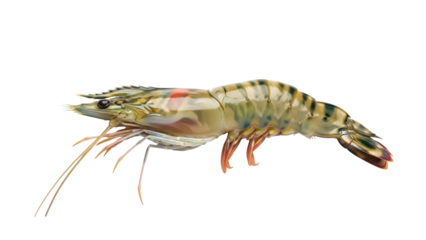 Isolated uncooked fresh tiger prawn for seafood marketing material and restaurant menu