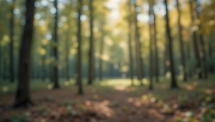 Abstract Blurred Forest Background with Soft Bokeh Light Effects for Design Elements