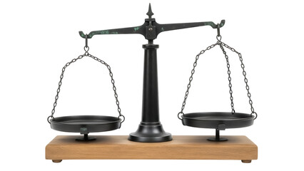 Isolated vintage brass scale of justice balance, courtroom judgement scales isolated stand