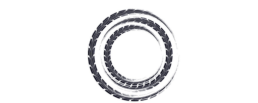 Grunge tire track, wheel braking marks. Truck, car or motorcycle tread pattern silhouette. Auto race, motorsport, speed racing design element. vector eps10