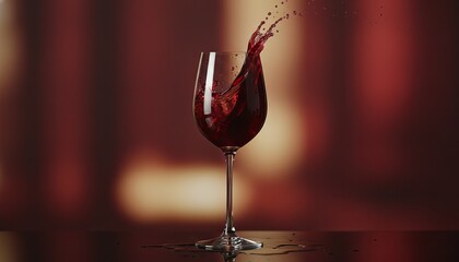 Red Wine Splash in Glass Captured with Dramatic Backdrop and Sensual Movement