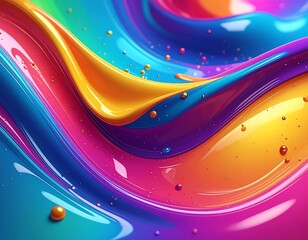 Vibrant abstract artwork featuring fluid waves in an array of bright hues