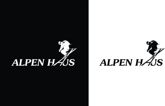 text logo bergab cool ski fahren runter berg winter sport spa&szlig; berge urlaub ferien skiurlaub clipart silhouette design kalt langlauf schnee piste