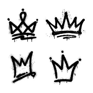 King crown graffiti spray paint urban street art stencil collection se