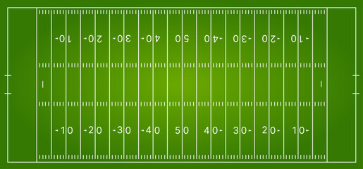 American football field with markings. American football field with yard lines and numbers on a transparent background. American football field in top view. Vector-1