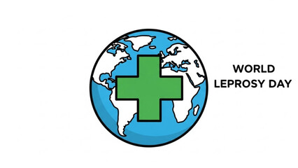 Fototapeta premium World leprosy day awareness green cross on globe symbolizing global health and medical care