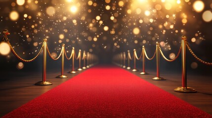 Red Carpet Entrance with Golden Stanchions and Lights.