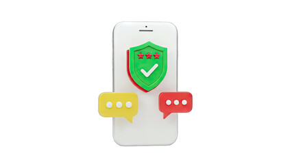 Smartphone with Shield and Chat Bubbles - Security Concept