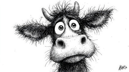 Mooch of Confusion: A Frazzled Cow in Ink. Generative AI