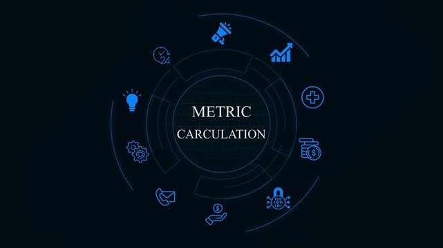 Futuristic Metric Carculation Dashboard Interface Technology, Internet and network concept, Tech Performance Panel , Digital Data Analytics HUD 4k video .