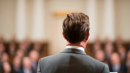 Wedding ceremony planning, officiant addressing the audience during the event.
