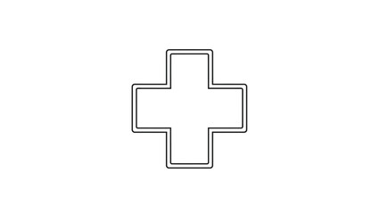 Fototapeta premium Simple outline of a thick medical or first aid cross icon on a white background