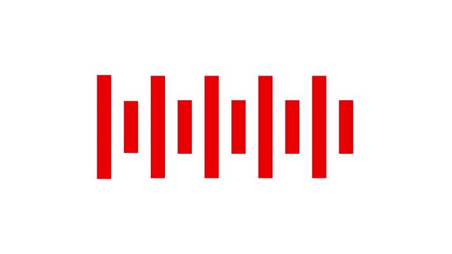 Red equalizer spectrum waves moving on white background in minimalist aesthetic digital motion