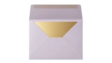 Isolated Lavender Envelope with Gold Liner, Blank Template for Invitation or Message Design