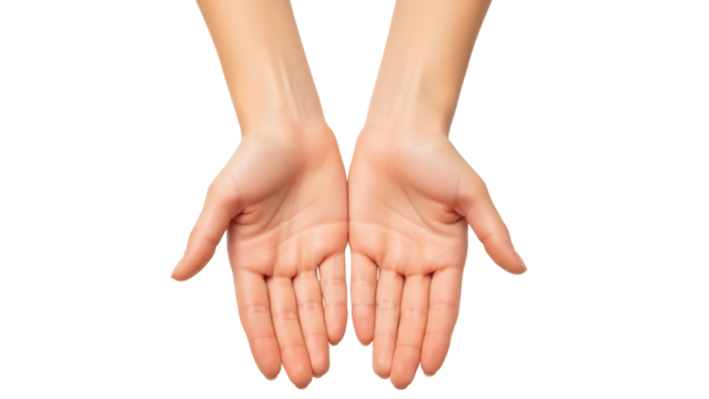 Isolated hands with open palms in a gesture of giving, offering, or receiving something - Powered by Adobe