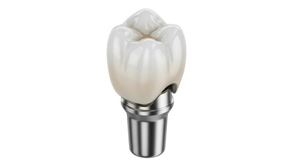 Isolated tooth implant with crown, dental care restoration, molar replacement, and dentistry