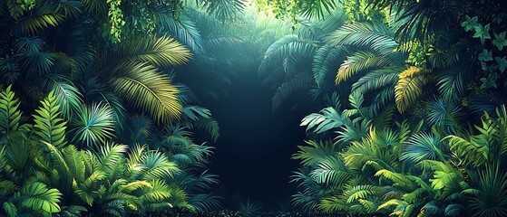 Misty forest sunrise with tall green trees high resolution picture