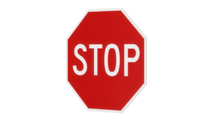 Isolated stop sign, octagon-shaped road safety symbol with the word "STOP" in white text