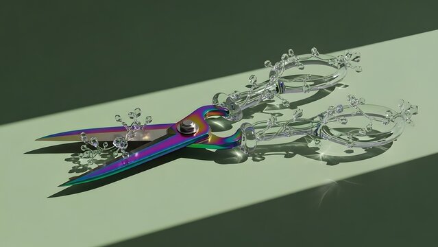 Iridescent Liquid Metal Gardening Shears with Crystal Vines