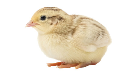 Isolated baby chick close-up portrait, tender little fowl, charming avian chicklet shot
