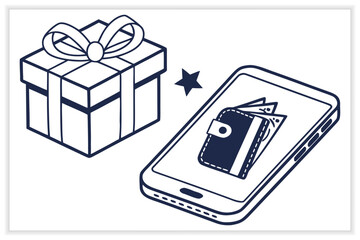 Digital Wallet Vector Illustration Set Mobile Payment, Online Banking, Fintech, Cashless Transaction