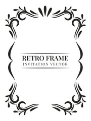 Retro frame. Invitational banner. Elegant filigree ornament for poster or card design. Decorative background certificate, menu and diploma cover. Calligraphy border elements. Vector illustration