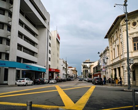 Malaysia, Penang - November 21, 2024 OCBC and RHB banks in Georgetown road.