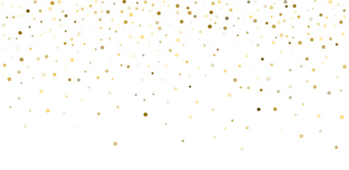 Firework golden confetti pattern background gradient. Vector gold glitter carnival dust texture.