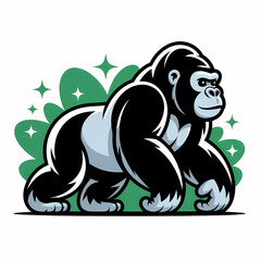 Fototapeta premium Stylized Cartoon Gorilla Illustration Wallpaper with Copy Space, Perfect for Modern Wildlife Designs and Animal Themed Projects