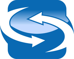 trade arrow icon vector logo on blue arrow icon on white background