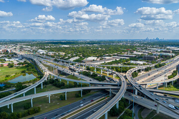 Aerial View of Highways and Cityscape in Austin With Clear Skies