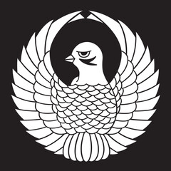 日本の伝統的な家紋「雀」のイラストです