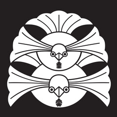 日本の伝統的な家紋「雀」のイラストです