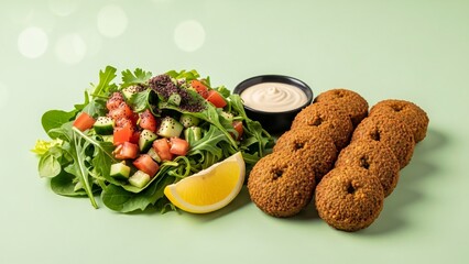 A delicious plate of crispy falafel with fresh salad