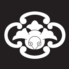 日本の伝統的な家紋「雀」のイラストです