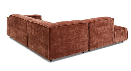 brown leather sofa and an empty wooden chest are presented as a closed treasure package