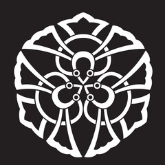 日本の伝統的な家紋「雀」のイラストです