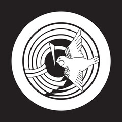 日本の伝統的な家紋「雀」のイラストです