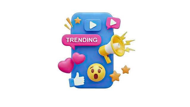 Social Media Trending Concept on Smartphone Screen - Powered by Adobe