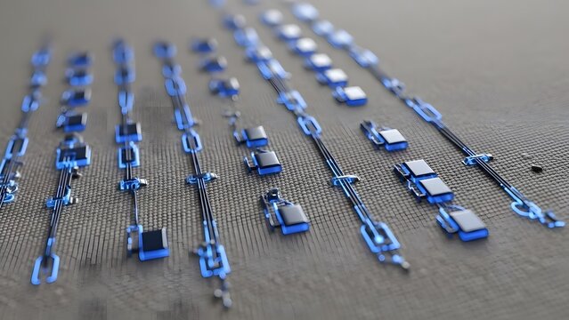 Eco-Tech Linen Fabric with Glowing Solar Circuit Weave Pattern